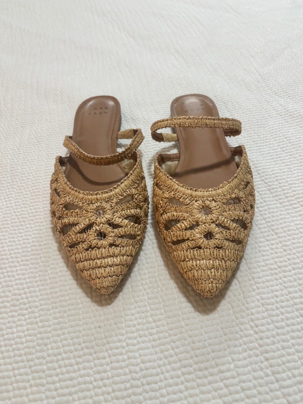 A New Day Woven Raffia Pointed Toe Mules Size 9.5